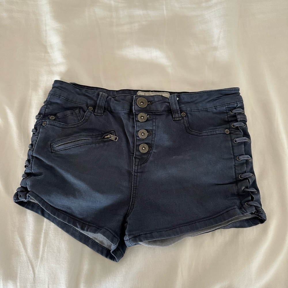 Free people shorts navy blue button fly